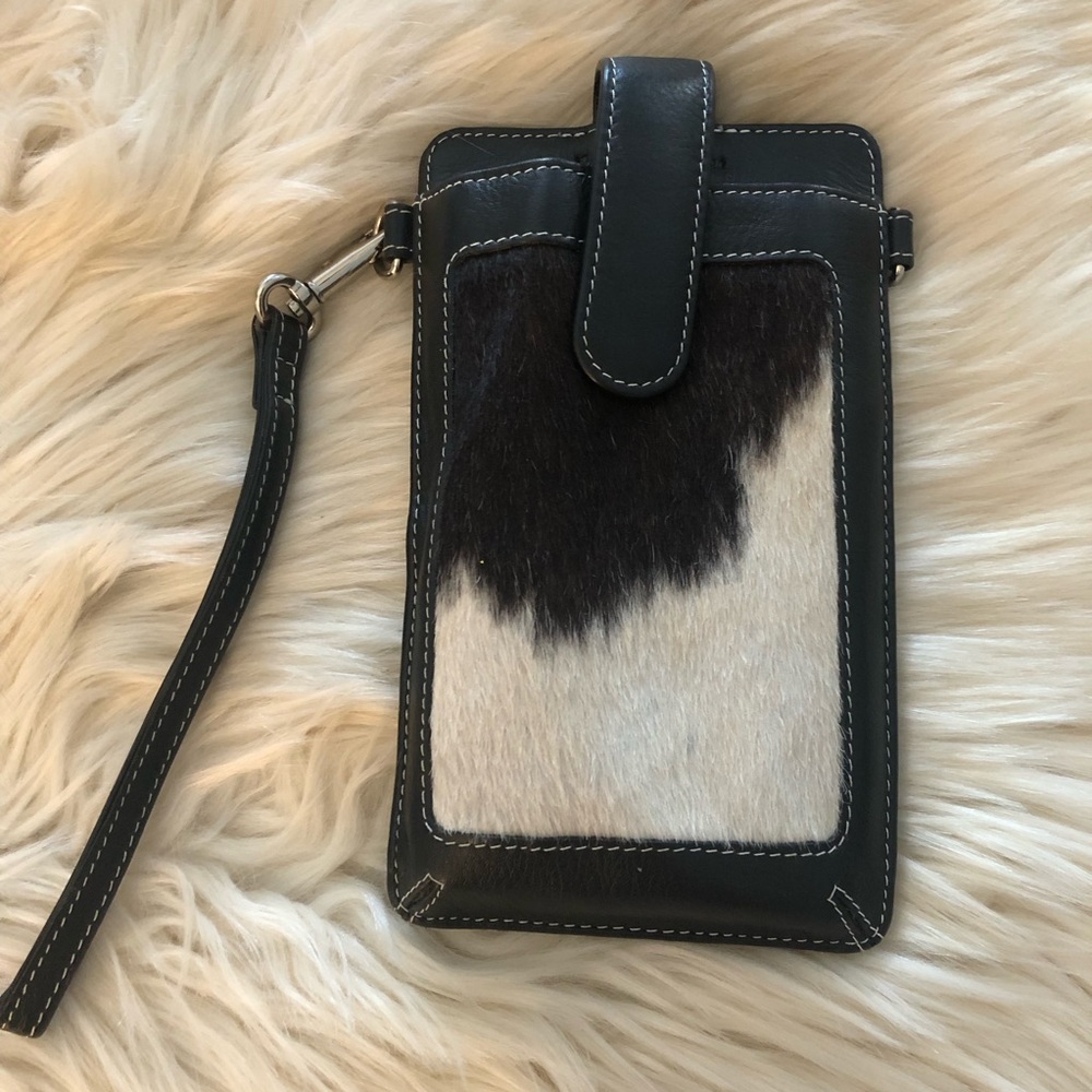 Overland leather and hair on hide wallet wristlet